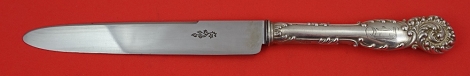 Dinner Knife w/ flower and star engraved on blade  pointed  french  9 1/2